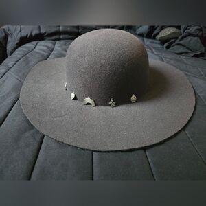 Wide Brim Youth Hat Charcoal Felt